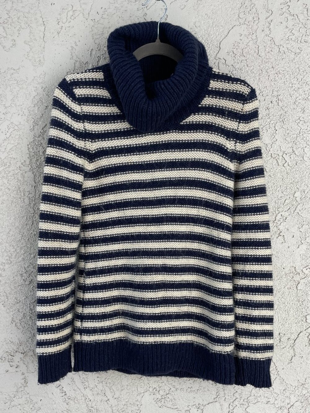 Banana Republic Sweater Small Striped Alpaca Wool Mohair Knit Turtleneck Cuffs